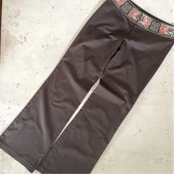 Vivienne Tam Vintage 90’s Embroidered Waist Gray Pants Size 6 - Picture 5 of 5